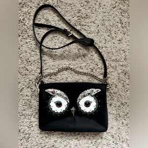 Kate Spade Star Bright Owl Madelyne Shoulder Crossbody Black Nylon